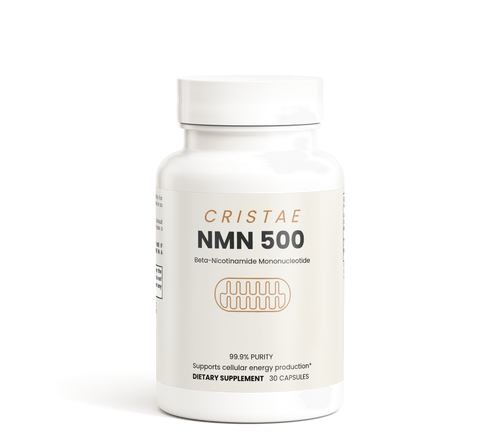 Cristae NMN 500 bottle, 30 vegan capsules of 99.9% pure beta-nicotinamide mononucleotide